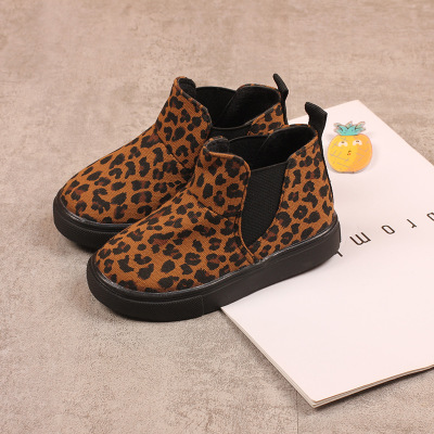 

Children Brand Martin Boots Kids Leopard Print Snow Boots Boys and Girls Casual Shoes Child Luxury Flat Shoes New Fashion 2020, White