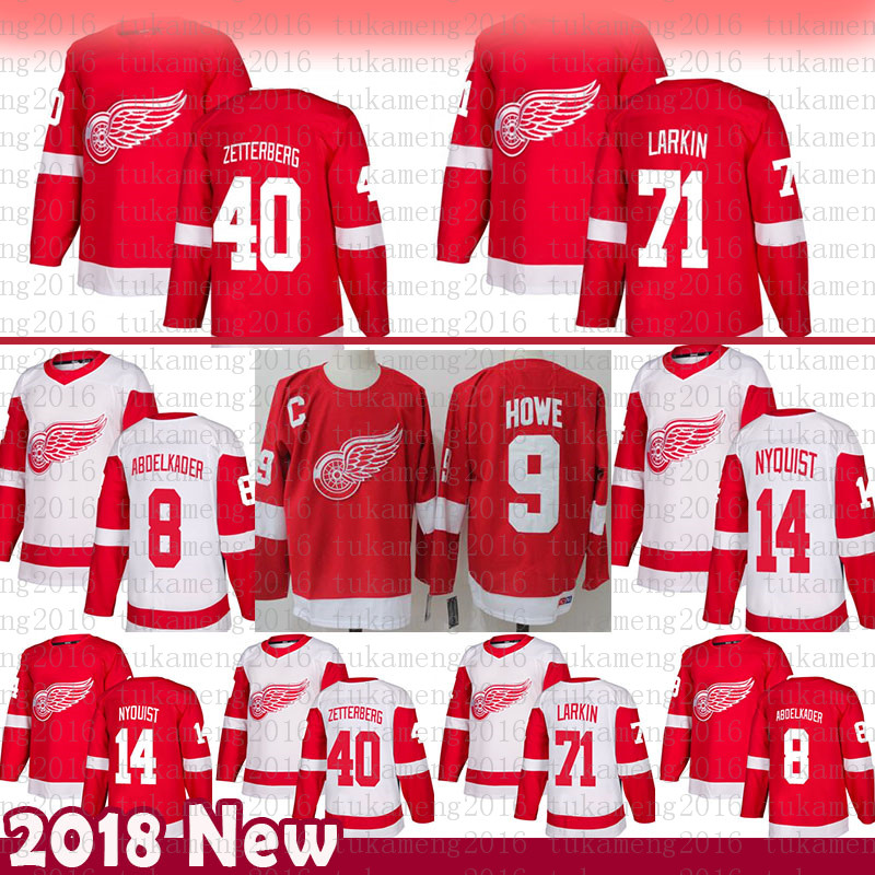 

men Detroit Red Wings Dylan Larkin Hockey Jersey 14 Gustav Nyquist 40 Henrik Zetterberg 8 Justin Abdelkader 19 Steve Yzerman 9 Gordie Howe, New jersey (hongyi)