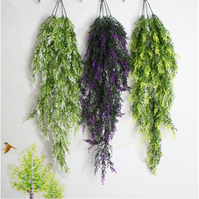 

2Pcs Artificial Plant Simulation Hanging Rattan Peacock Fruit Rattan For Wedding Background Decoration Wall Hanging Basket, White