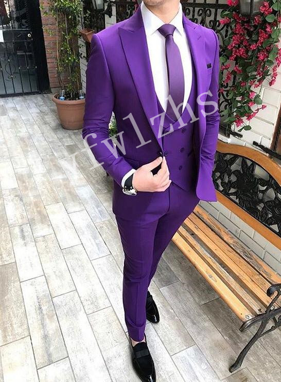 

Handsome Groomsmen Peak Lapel Groom Tuxedos Mens Wedding Dress Man Jacket Blazer Prom Dinner 3 Piece Suit(Jacket+Pants+Tie+Vest) B425, Same as image