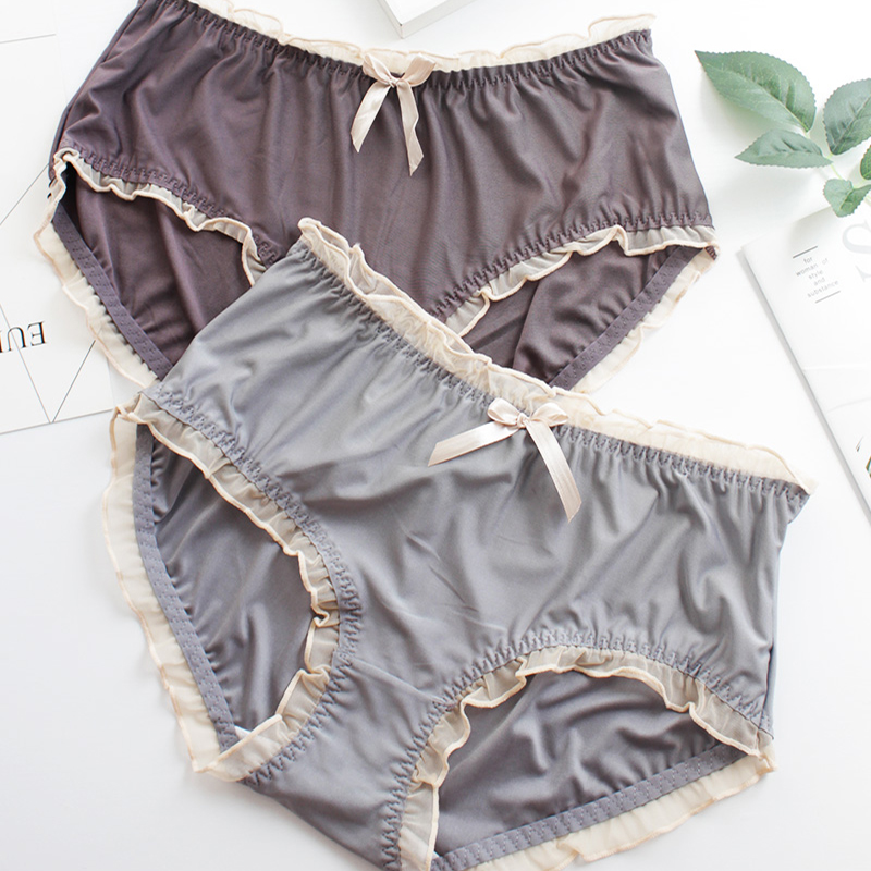 

Plus Size Panties Women's Underwear Ruffle Elasticity Breathable Comfortable Soft Briefs for Women Panties of Large Size Female, Beige