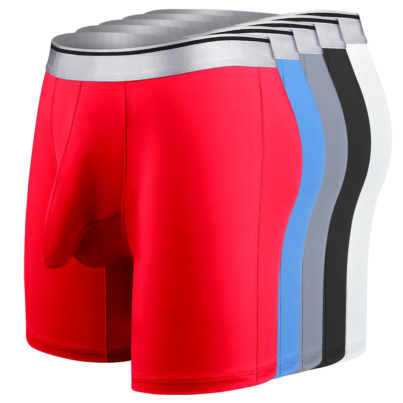 

Plus Size -7XL Men Boxer Shorts Elephant Bugle Pouch Ice Silk Underwear Panties Boxershorts Slip Hombre Ropa Interior Trunks, Black