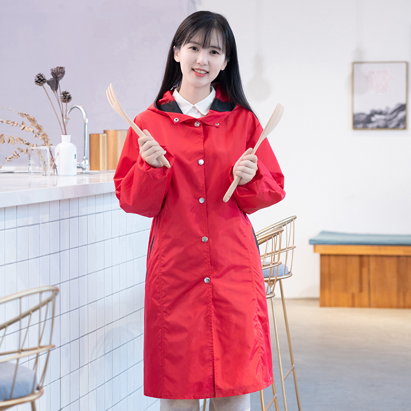 

Apron kitchen long-sleeved waterproof and oil-resistant fashion home Nordic style zipper smock adult women with sleeves overalls