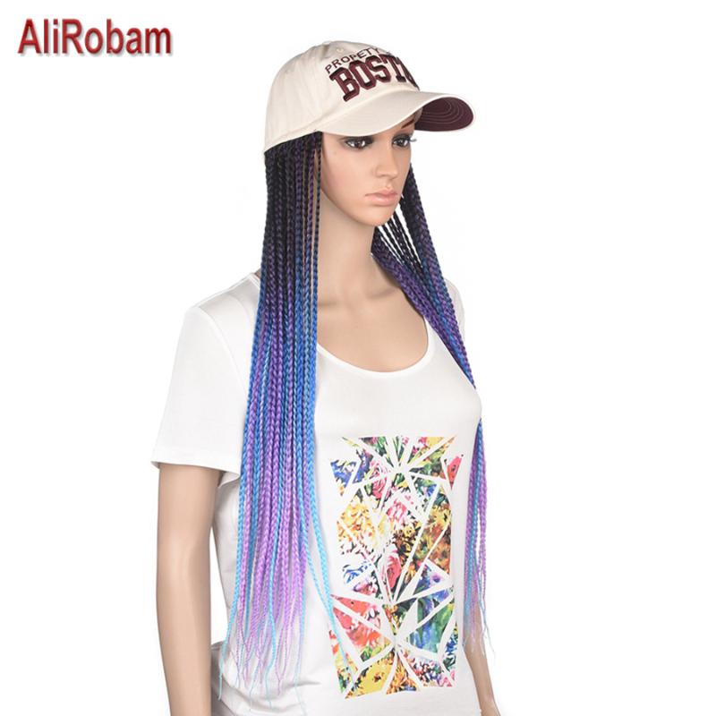 

Long Synthetic Baseball Cap Wig 24inch Synthetic Braided Box Braids Wigs For Afro Black Women Daily Wear, Wh53
