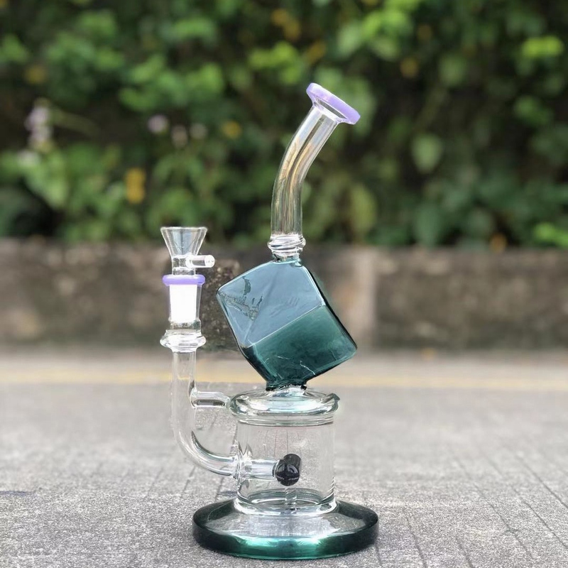 

Magic cube glass bong dab rig water pipe 2019 new recycler oil rig with 14mm bowl