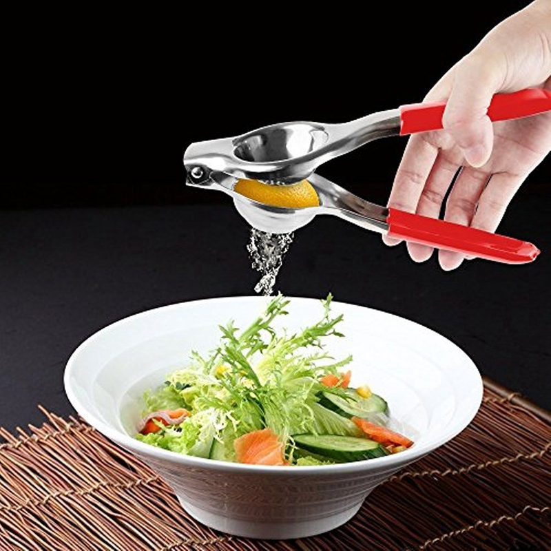 

Stainless Steel Quality Metal Lemon Lime Squeezer Citrus Press Juicer With Silicone Handles