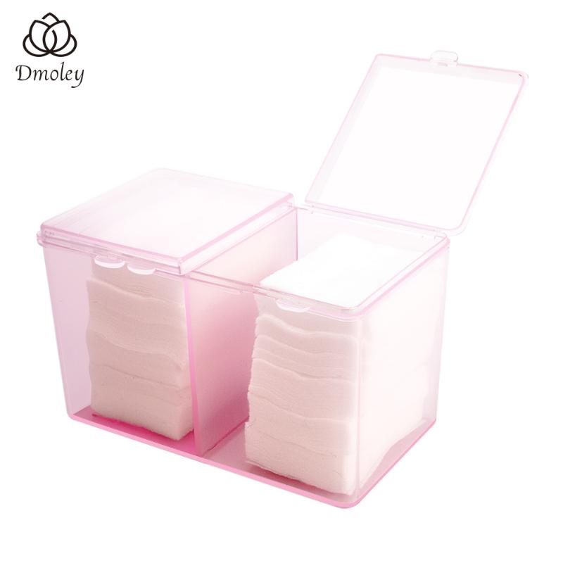 

Dmoley Nail Art Box Holder Clear/Pink Remover Cotton Pad Container Storage Makeup Clear Compartments Holder Nail Art Organizer