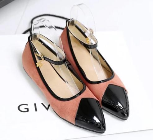 

2019 Women's shoes in Spring and Autumn with New style Blue Patchwork flat bottom pointed end, Black