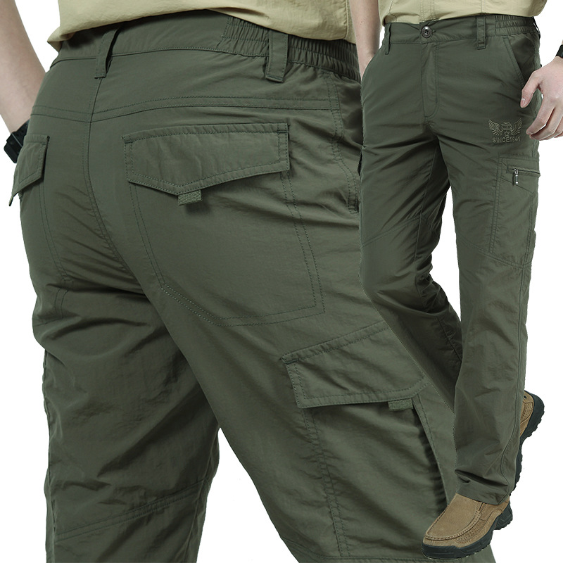 

Men lightweight Breathable Quick Dry Pants Summer Casual Army Style Trousers Tactical Cargo Pants Waterproof Trousers, Dark blue