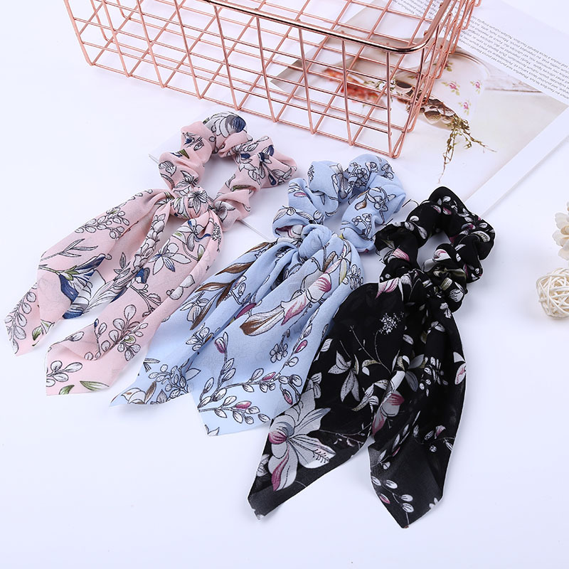 

New Chiffon Hair Scrunchies Bow Streamers Hair Ring Fashion Ribbon Women Girl Bands Horsetail Tie Headwear Accessories