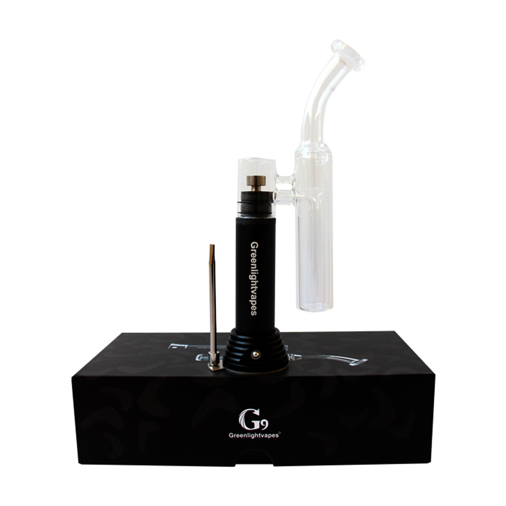 

Portable G9 Dab rig Mini Henail 1500mah ceramic heating base wax/dry herb Vaporizer pen with Ceramic/Titanium/Quartz nail Glass water pipe, Black