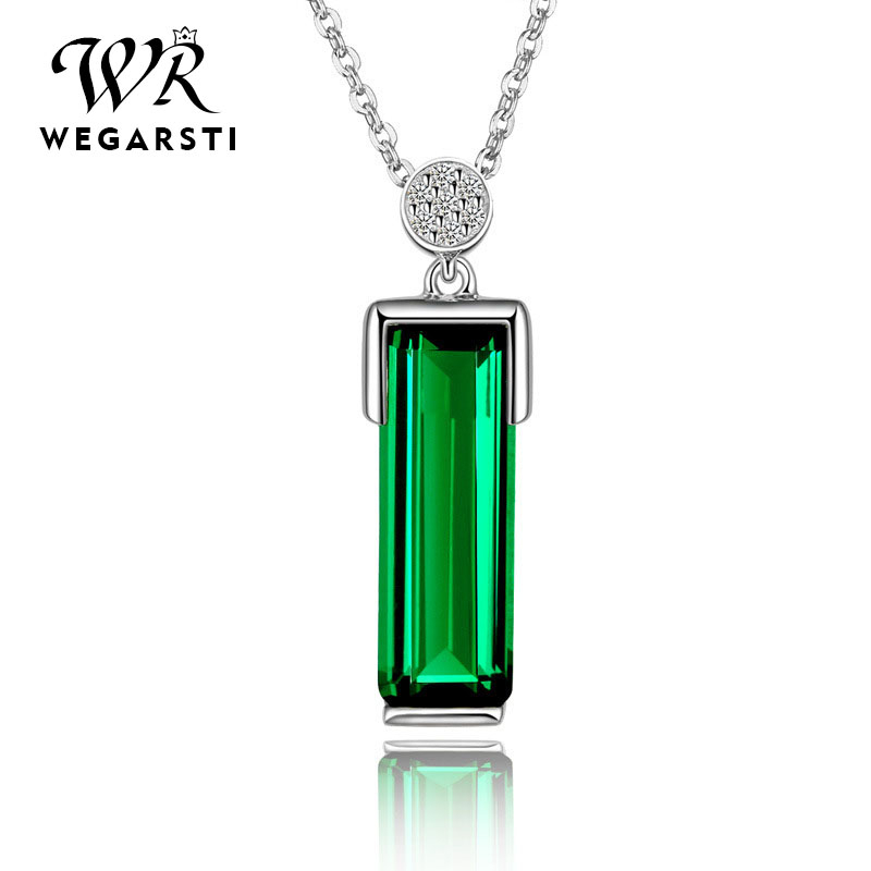 

WEGERSTI 925 Silver Jewelry New Unique Emerald Necklace Jewelry For Women Rose Gold Color Wedding Anniversary Banquet Best Gifts