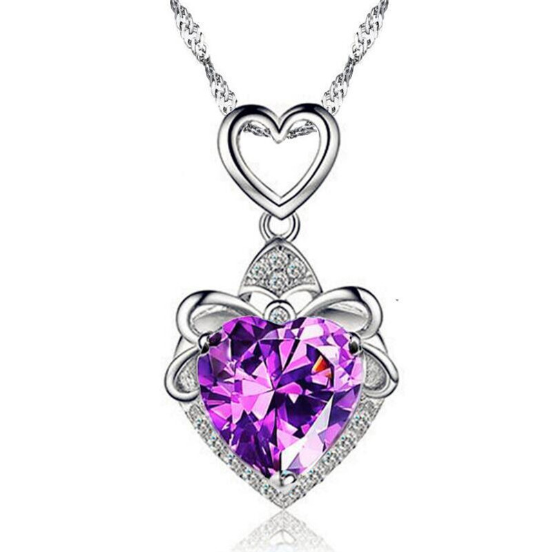 

Blue Artificial Fire Opal Heart Pendant Silver Filled Wedding Engagement Valentine's Day Gift Love Necklace