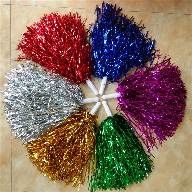 

40g Cheerleading Pom Poms Cheering Hand Flowers Ball Pompom Metallic Christmas Wedding Party Festival Dance Props Supplies