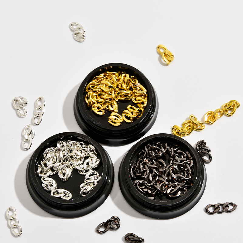 

1Box 3D Metal Chain Black/Gold/Silver Japanese Korea Nail Art Decorations Retro Style DIY Nail Tools Charm JS Jewelry Charm