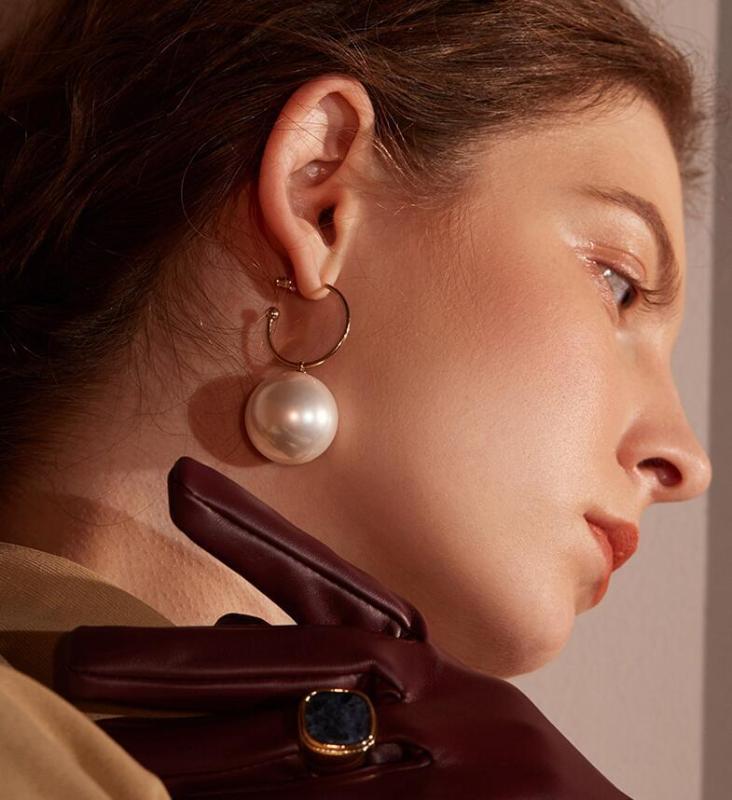 

2020 big Imitation pearls gold hoop earrings for women romantic Minimalist jewelry women wedding accessiors dropshipping gift