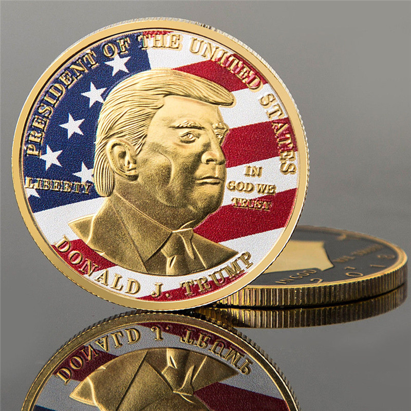 

American 45th President Donald Trump Commemorative Coin United States President Gold Coins Silver Badge Metal Craft Collection Token