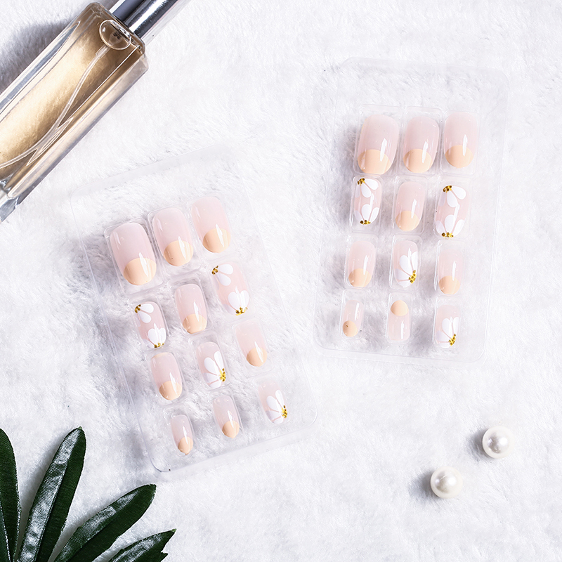 

24PCS Full Cover Fake Nails Tips Pink Flower Design False Nail Super Comfort Acrylic Art Tool Party Makeup Gift New Fashion, 1 set