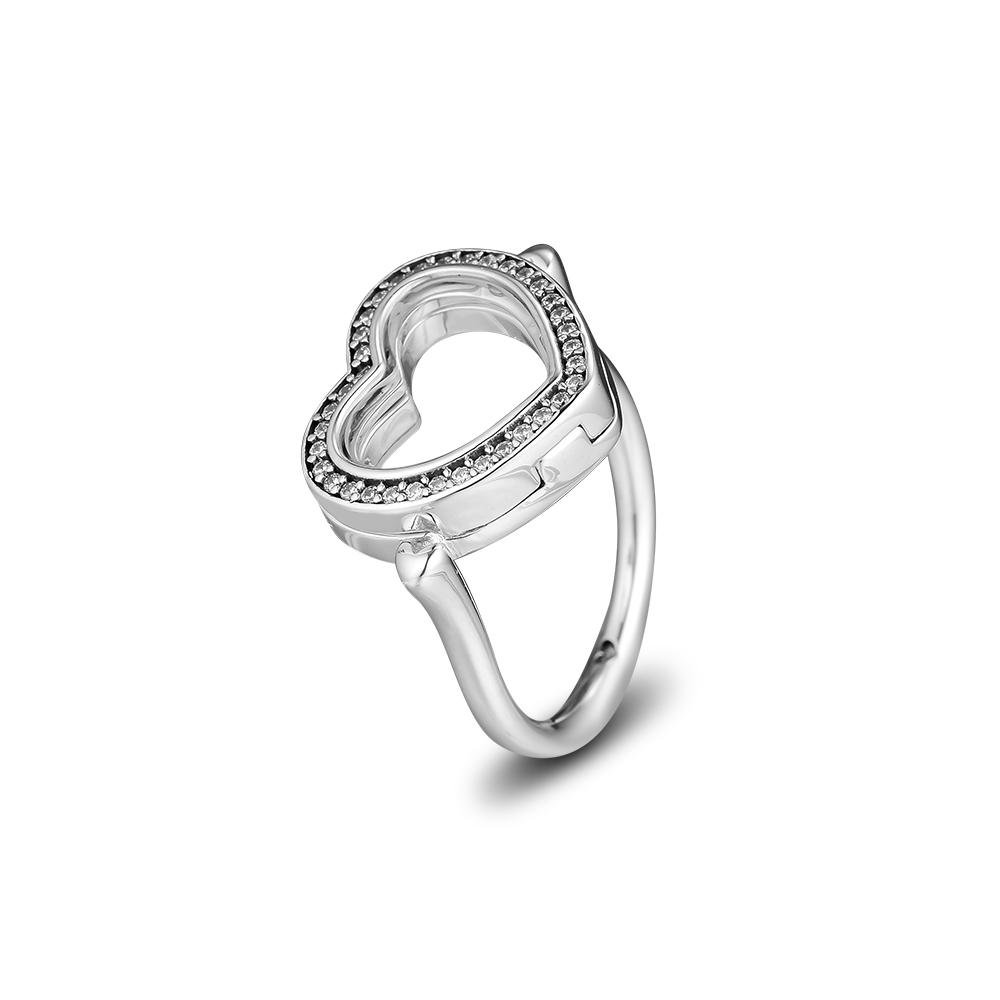 2018 Winter 925 Sterling Silver Rings Sparkling Floating Heart Ring Original Fashion Engagement wedding Rings DIY Charms Jewelry For women-image-435582197