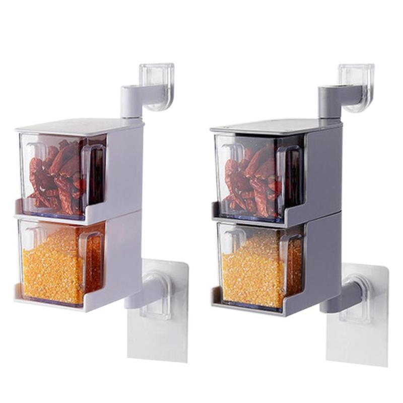 

Seasoning Storage Box Condiment Jars Spice Rack Convenient Creative Multi-Storey ABS + Stainless Steel Pipe Grain