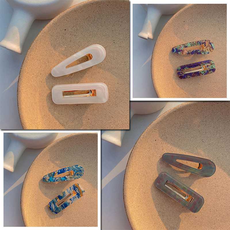 

Fashion Acrylic Waterdrop Hair Clips Rectangle Tin Foil Hairpins Barrettes Simple Hair Accessories Hairgrips Gifts, 09