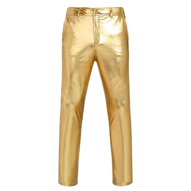 

COOFANDY Men Fashion Metallic Shiny Pockets Full Length Medium Waist Casual, Party, Festival Long Suit Pants, Light gray