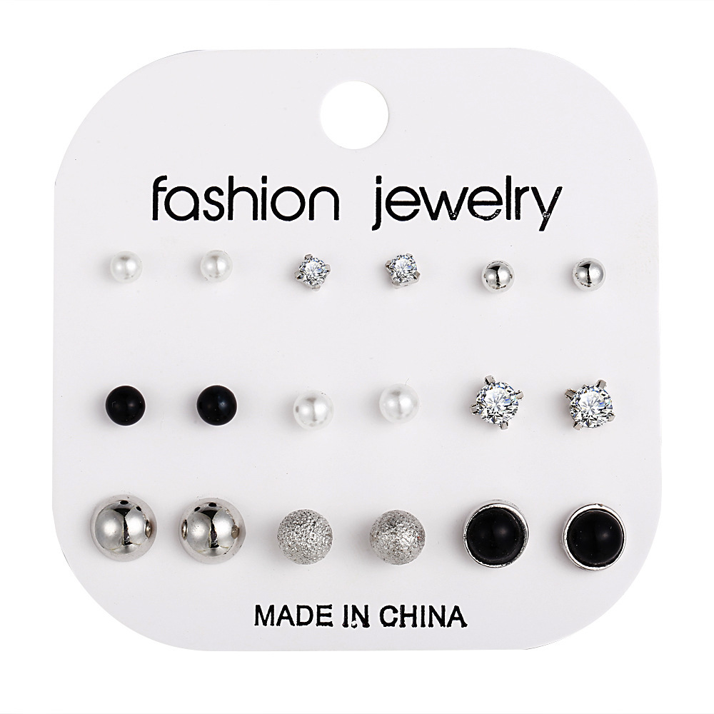

Ear Nail Suit 9 Yes Dress Originality Concise Artificial Pearl Black Resin Earrings