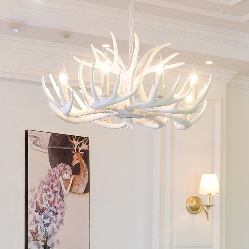 

Antlers Resin Chandelier Lamp Modern White Antler Chandelier Lustre Chandeliers E14 Vintage Lights Novelty Lighting led lights