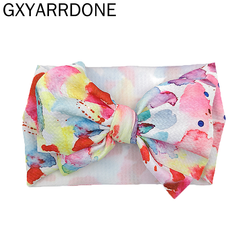 

10Pcs/lot Big Bow Baby Headband For Girl Wide Flower Print Headband Newborn Headwrap Toddler Kids Baby Hair Accessories, 36