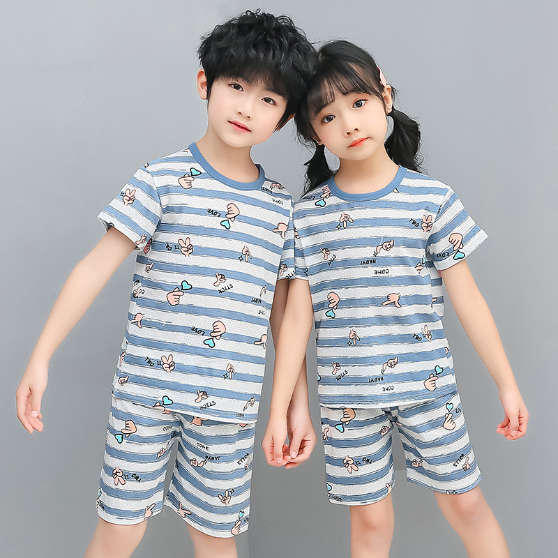 

Children's Pajamas Kids Boys Clothes Sleepwear Set Toddler Homewear Cartoon Nightwear Summer Pyjamas Short Sleeve Girls Clothes, S-24