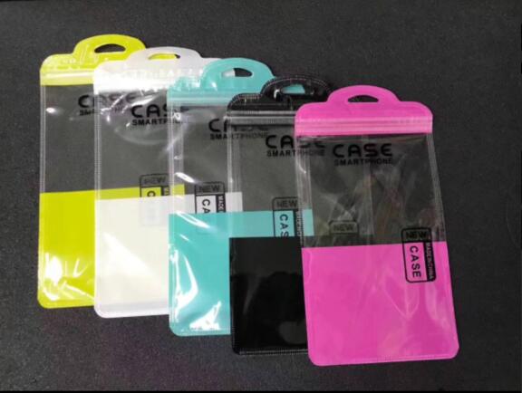 

Cell Phone case cover Plastic Packing Zipper Retail Package bags with Hang Hole Various Size 11.5*22cm Free CPAM Shipping