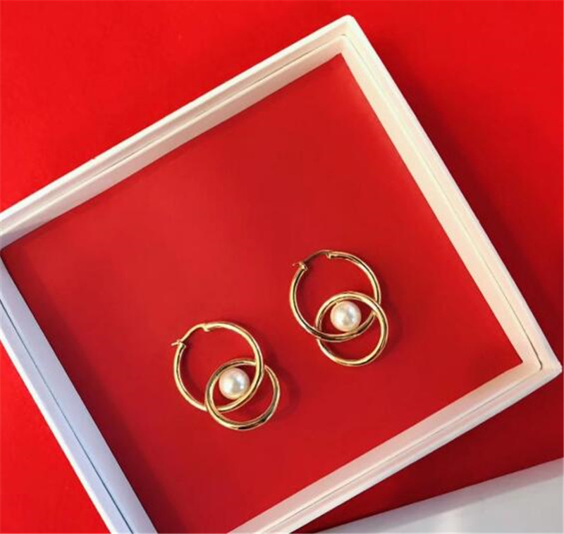 

Women Earrings PRECLOUS Jewelry Plated 18K Gold Pearl Pendant Tassel Earrings Birthday New Year Christmas Gift