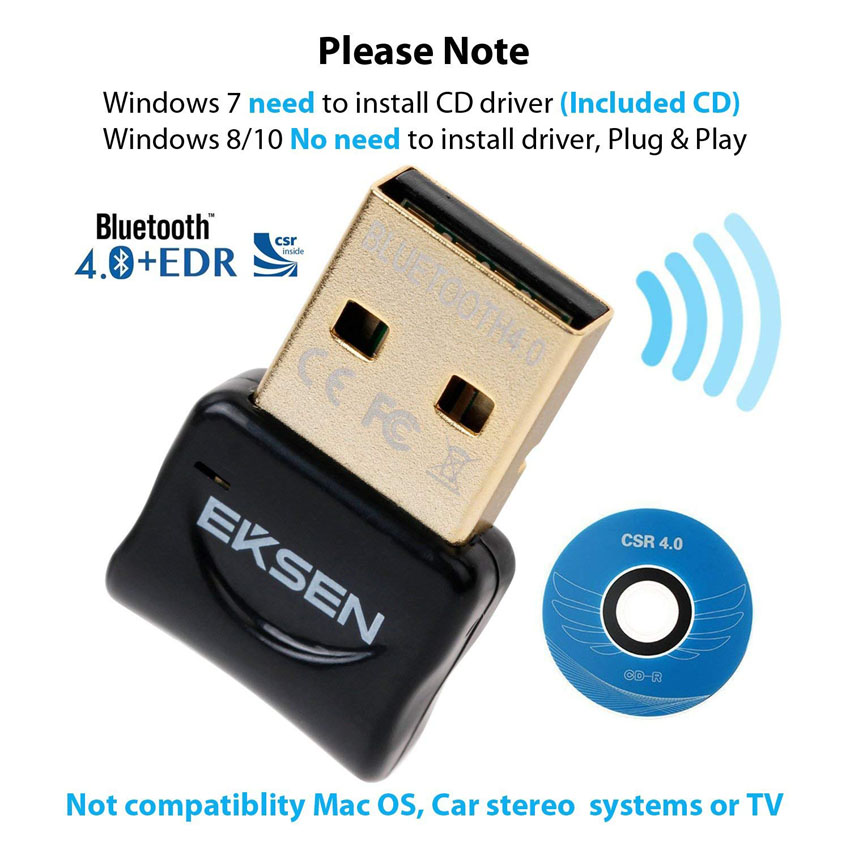 

Bluetooth USB Dongle Adapter, Bluetooth Transmitter and Receiver for Windows 10 /8 / 7 / Vista - Plug and Play on Win 8 and Above