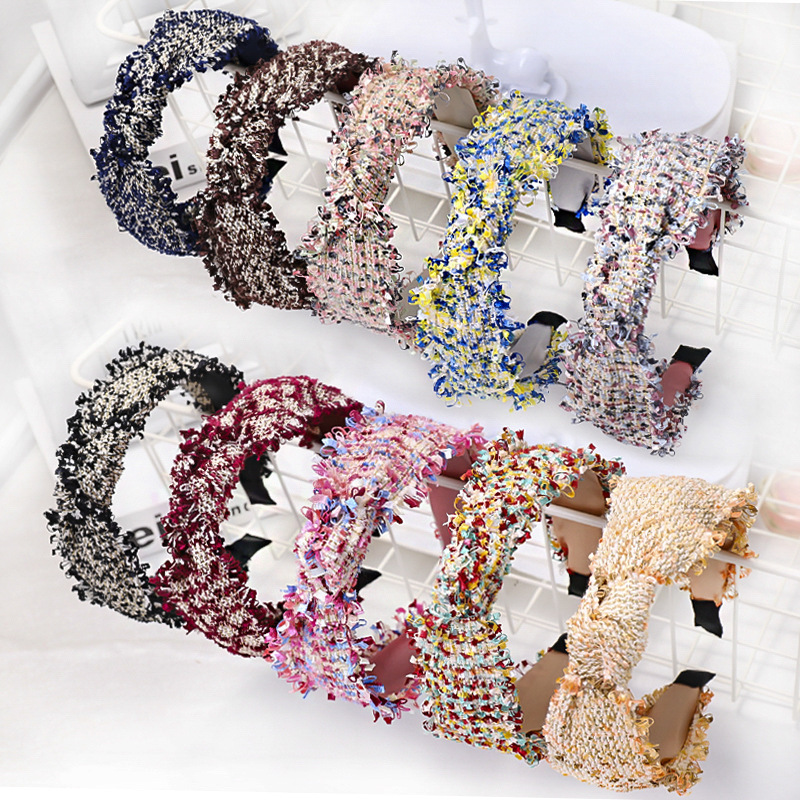 

Vintage Bohemian Woolen Plaid Knot Headband Hairband Hair Accessories