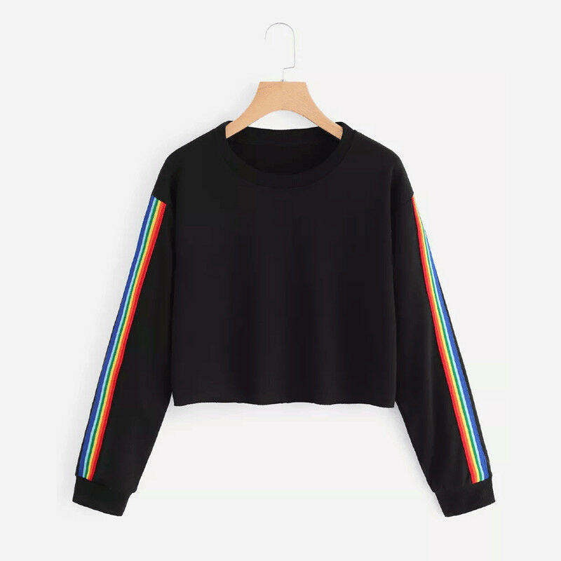 ZJ Clothes Ladies Cropped Oversize Hoodie Womens Long Sleeve Baggy Sweatshirt Hooded Top