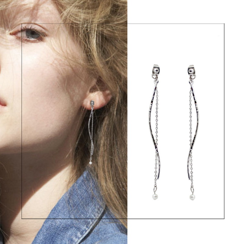 Sparkle Drop Earrings Faux Pearl Studs Round Crystal Charms Pierced Ear Dangles