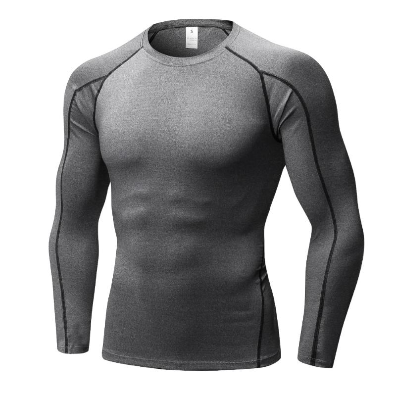 

Quick Dry Compression Men's Long Sleeve T-Shirts Running Shirt Fitness Tight Tennis Soccer Jersey Gym Tops Sportswear, 1059orange