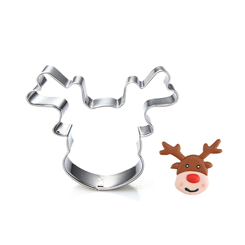 Stainless Steel Cookie Cutter Biscuit Mold Christmas Deer Head Reindeer Mould BC