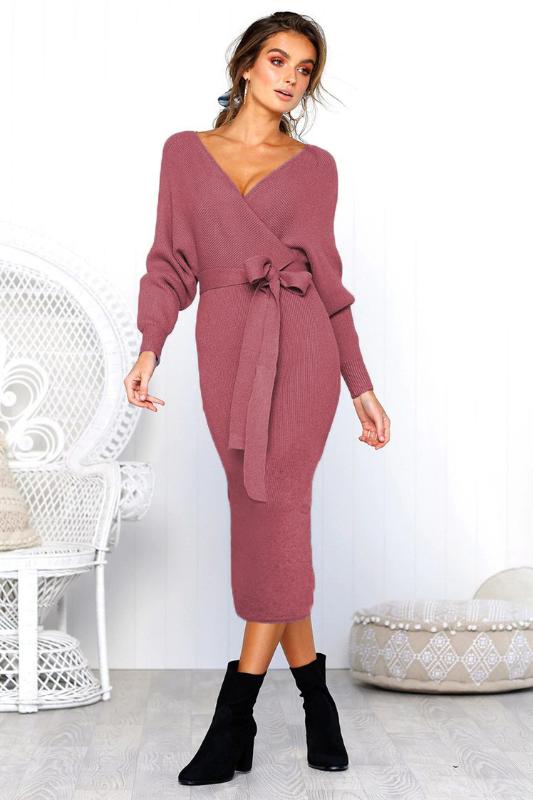 

Color 2019 Season Sexy Long Sleeve Woman Dress, Black