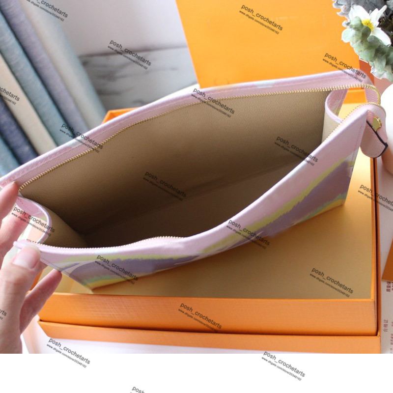 

Tie Dye Toiletry Bag Pastel Pink Cosmetic Bags Sold with Box, Green with beige