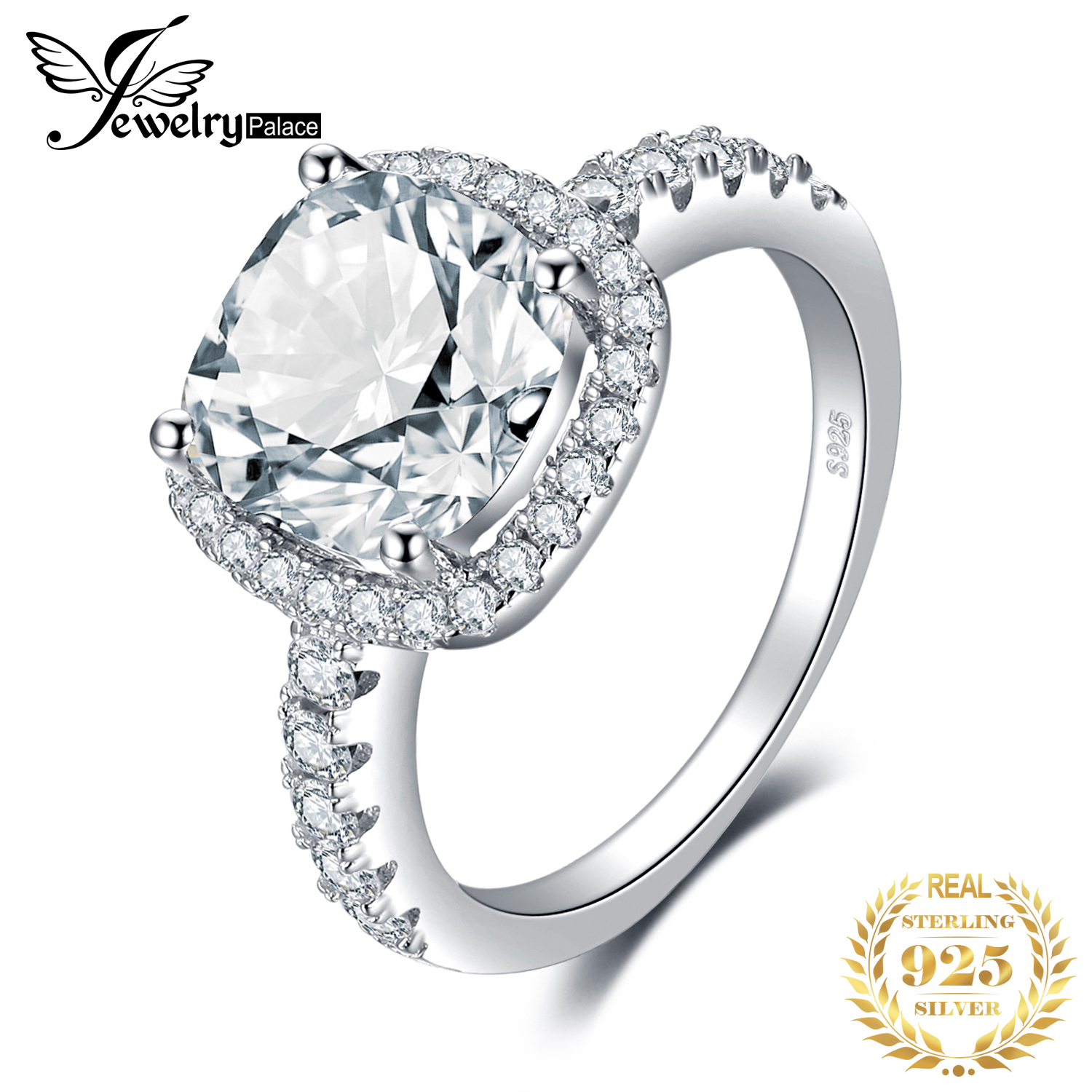 

JewelryPalace 3ct CZ Halo Engagement Ring 925 Sterling Silver Rings for Women Anniversary Ring Wedding Rings Silver 925 Jewelry CJ191210