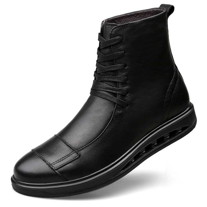 

Men's Boots Genuine Leather Winter Autumn Shoes Motorcycle Mens Ankle Boot Couple Oxfords Shoes Big Size 35-46, Black