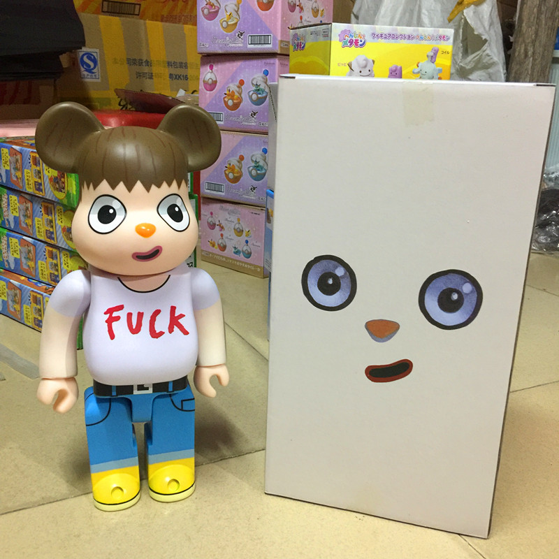 

Big Green Eyed 400% Bearbrick kaw Building block bear Javier Calleja PVC Hand-made toy model Action Figures free shipping, White