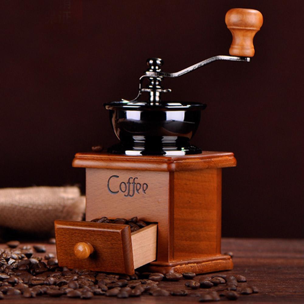 

Classical Wooden Manual Coffee Grinder Hand Stainless Steel Retro Coffee Spice Mini Burr Mills High-quality beans milling Grinder