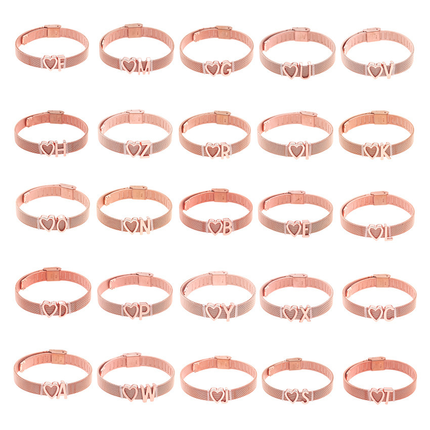 

Fashion Concise Stainless Steel Bracelet 26 English Letter Combination Keeper Watchband Bracelet