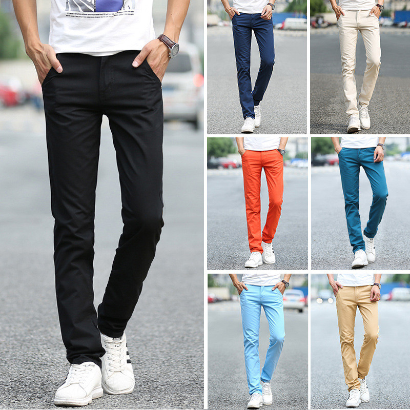 

Spring Men's Casual Pants Men's Korean Slim Multicolor Cotton Casual Joker Long Pants, Black