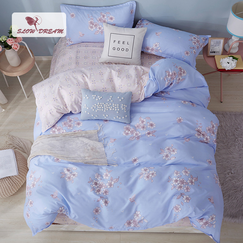 Slowdream Home Bedding Set Textiles Flowers Pattern Bed Linen Set