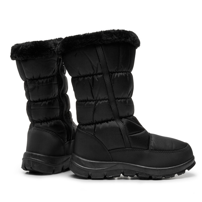 

Hot Sale-Fall winter boots for women big size snow boots for ladies antiskid woolen shoes slip on footwear mid calf bootie zy627, Black