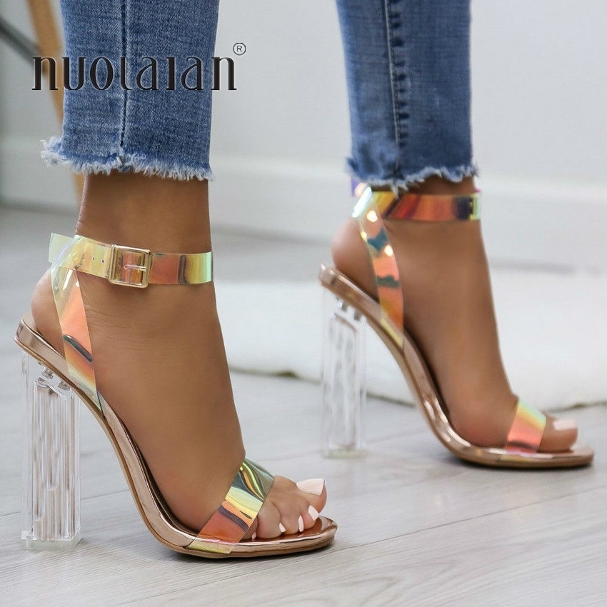 

2019 Summer PVC Clear Transparent Strappy High Heels Shoes Women Sandals Peep Toe Sexy Party Female Ladies Shoes Woman Sandalias CJ191116, Ctmg