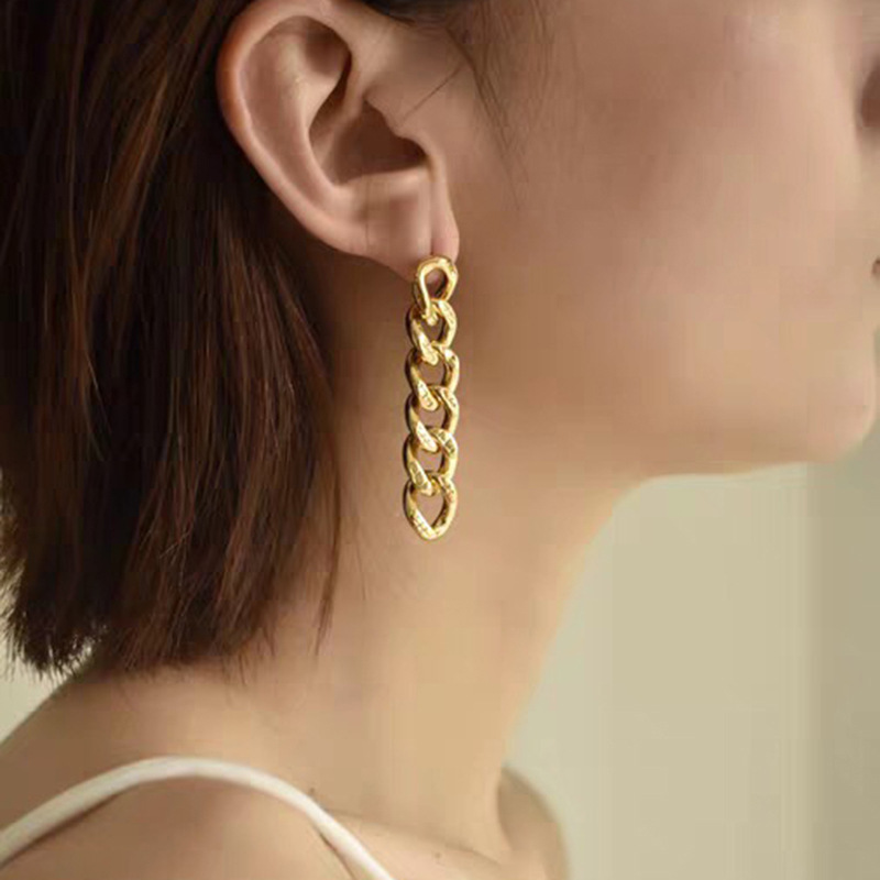 

2020 European and American quality high grade sense chain set diamond earrings fashion earrings silver rose gold earring dangle earrings, Golden